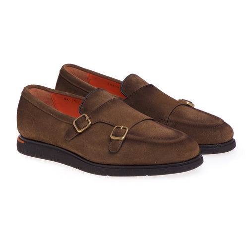 Santoni moccasin in suede with double buckle - 2