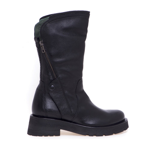 Black Felmini leather ankle boot with zip