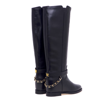 Via Roma 15 leather boot with strap with "VR" logo and chain - 3