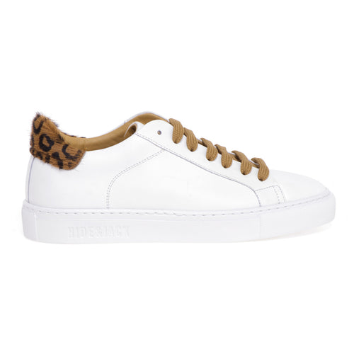 Hide &amp; Jack leather sneaker with spotted ponyskin heel tab