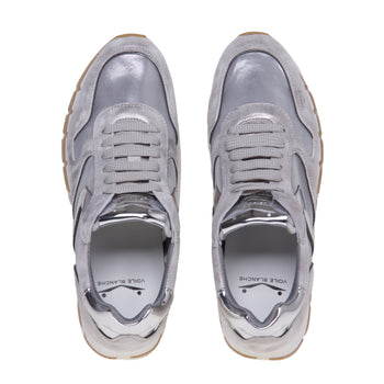 Sneaker running voile blanche in camoscio e tessuto - 5
