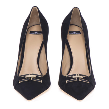 Elisabetta Franchi suede pumps with logoed clamp - 5