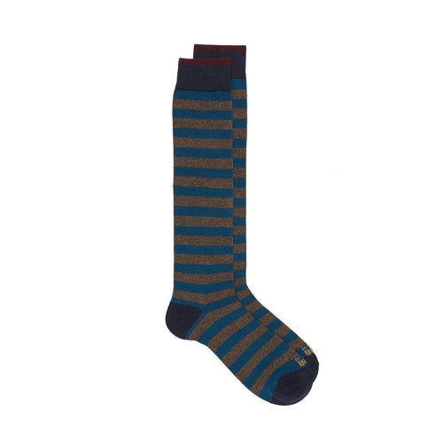 In The Box Long Socks with Stripe Rugby Pattern New - 1