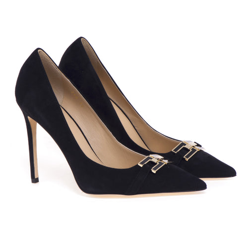 Elisabetta Franchi suede pumps with logoed clamp - 2