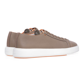 Hammered leather sneaker with orange piping - 3