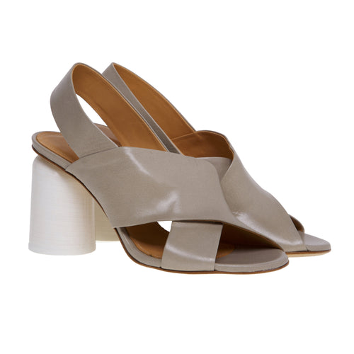 Halmanera leather sandal with 90 mm white sculptured heel - 2