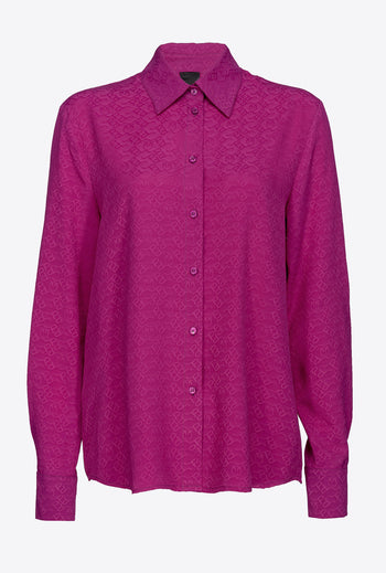 Pinko shirt in logoed jacquard silk crêpe de Chine - 4