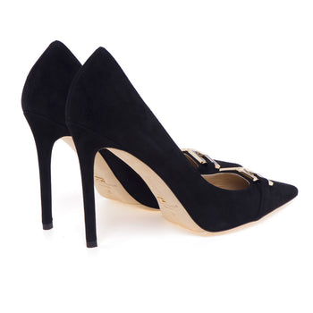 Elisabetta Franchi suede pumps with logoed clamp - 3