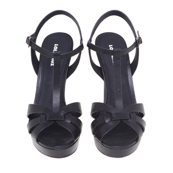 Lola Cruz sandal in leather with crossed straps and 120 mm heel - 5