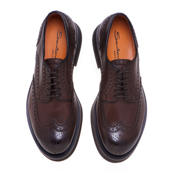 Santoni English style lace-up shoes in aged leather - 5