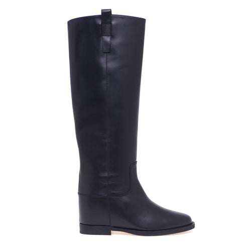 Via Roma 15 leather boot with internal wedge and zip - 1