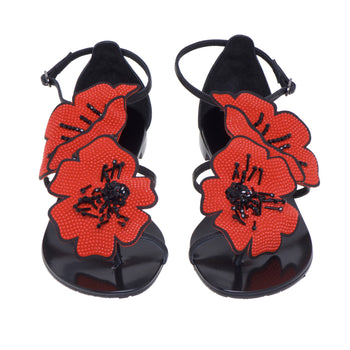 Lola Cruz flat sandal in leather with sequined flower - 5