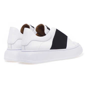 Via Roma 15 leather slip-on sneaker with black band and metal "V". - 3