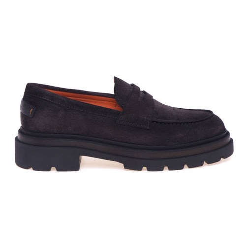 Santoni moccasin in suede with horsebit and rubber sole - 1