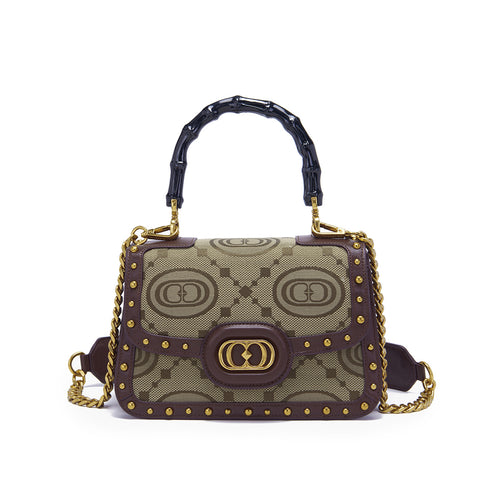 La Carrie handbag in monogram fabric and leather - 1