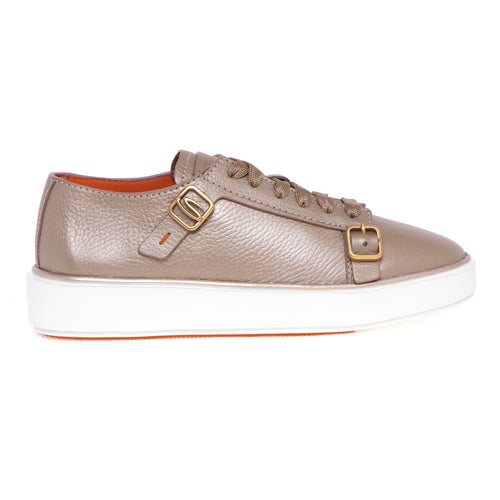 Santoni sneakers in hammered leather with buckles
