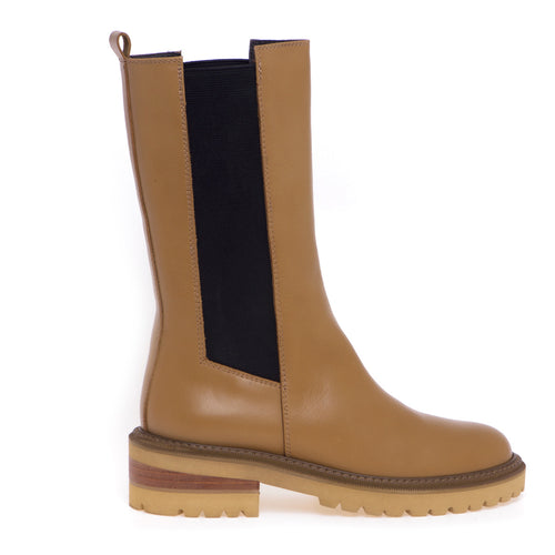 Chelsea boot Via Roma 15 in leather with 3/4 shaft