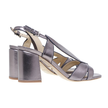 Lola Cruz sandal in laminated leather with leaf effect upper and 70 mm heel - 3