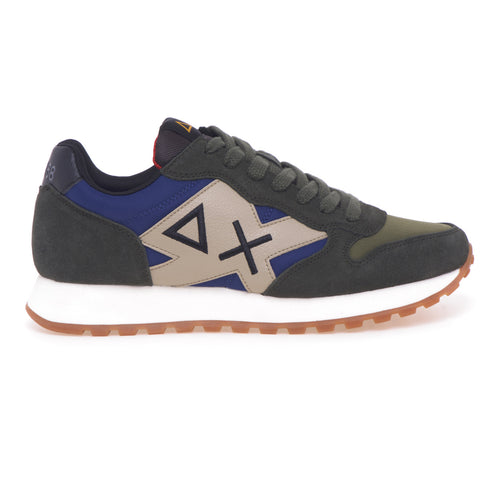Sun68 Jaki Bicolor sneaker in suede and fabric with maxi leather logo