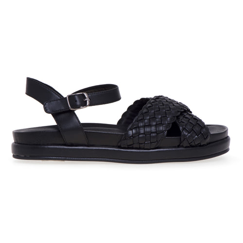 Habillè sandal with crossed bands in woven leather
