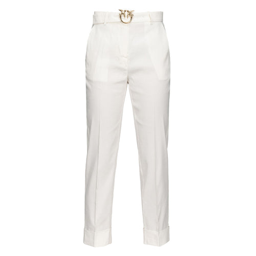 Pinko trousers in stretch linen with Love Birds belt