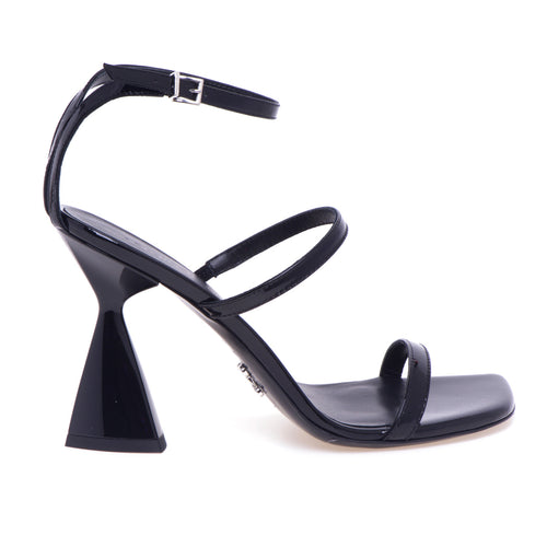 Sergio Levantesi patent leather sandal with 100 mm sculptured heel