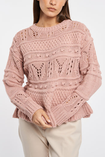 Dixie crewneck sweater in wool blend with crochet effect - 3