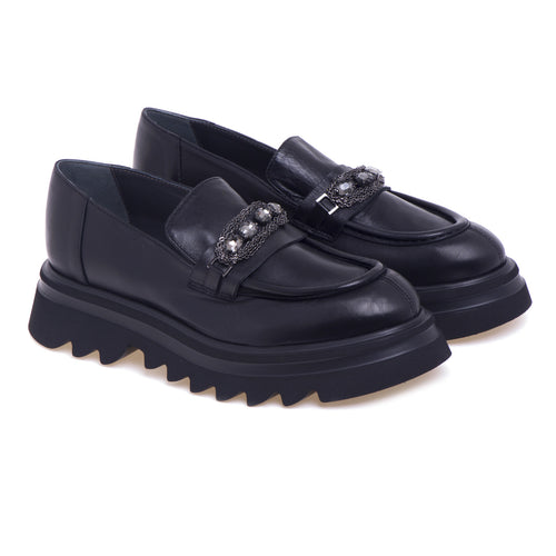 Fru.it moccasin in nappa with rhinestone clamp and sawn sole - 2