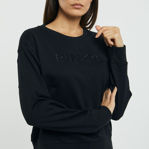 Pinko cotton sweatshirt with embroidered logo - 2